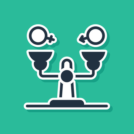 Blue Gender equality icon isolated on green background. Equal pay and opportunity business concept. Vectorのイラスト素材