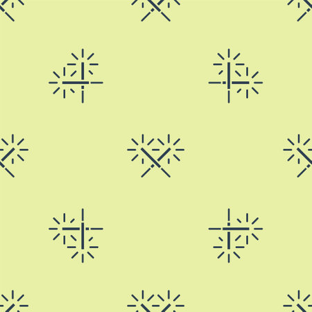 Blue Sparkler firework icon isolated seamless pattern on yellow background. Festive Christmas sparkler candle lights. Merry Christmas and Happy New Year. Vectorのイラスト素材