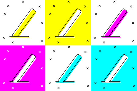 Set Medical surgery scalpel tool icon isolated on color background. Medical instrument. Vectorのイラスト素材