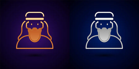 Gold and silver Muslim man icon isolated on black background. Vectorのイラスト素材