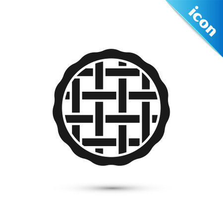 Grey Homemade pie icon isolated on white background. Vectorのイラスト素材
