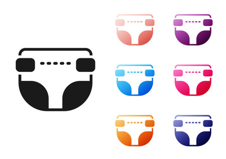 Black Adult diaper icon isolated on white background. Set icons colorful. Vectorのイラスト素材