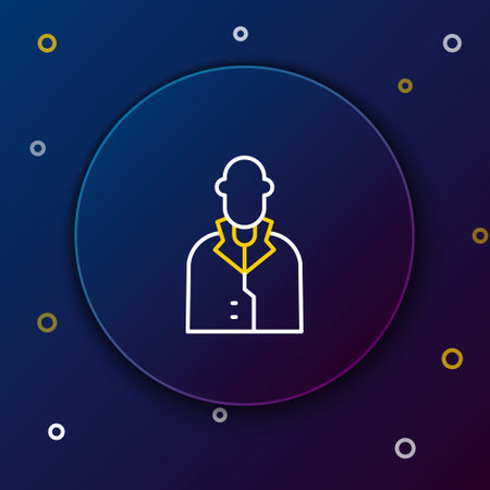 Line Realtor icon isolated on blue background. Buying house. Colorful outline concept. Vectorのイラスト素材