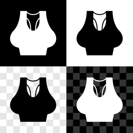 Set Undershirt icon isolated on black and white, transparent background. Vectorのイラスト素材