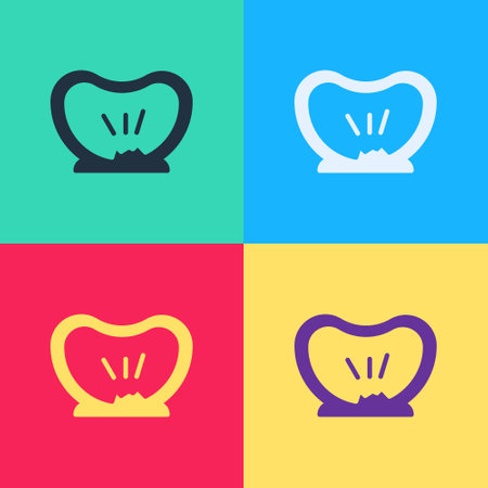 Pop art Bicycle punctured tire icon isolated on color background. Bike race. Wheel tire air. Sport equipment. Vectorのイラスト素材