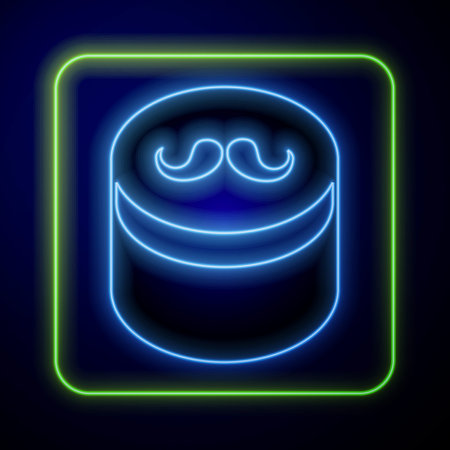 Glowing neon Gel or wax for hair styling icon isolated on blue background. Hair cosmetic. Jar with product for styling hair and mustache. Vectorのイラスト素材