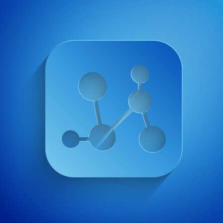 Paper cut Chemical formula icon isolated on blue background. Abstract hexagon for innovation medicine, health, research and science. Paper art style. Vectorのイラスト素材