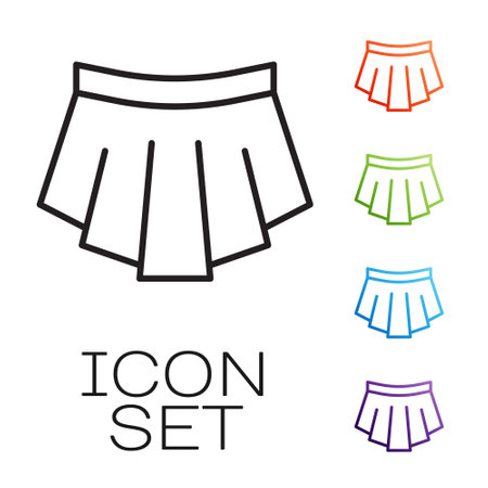 Black line Skirt icon isolated on white background. Set icons colorful. Vectorのイラスト素材
