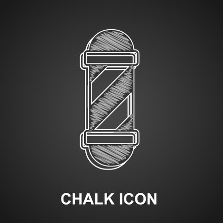 Chalk Classic Barber shop pole icon isolated on black background. Barbershop pole symbol. Vectorのイラスト素材