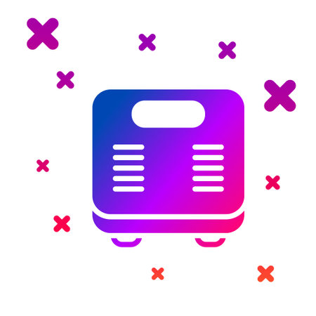 Color Bathroom scales icon isolated on white background. Weight measure Equipment. Weight Scale fitness sport concept. Gradient random dynamic shapes. Vectorのイラスト素材