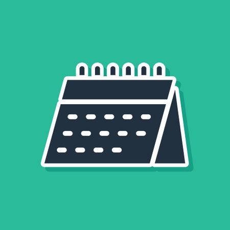 Blue Calendar icon isolated on green background. Event reminder symbol. Vectorのイラスト素材