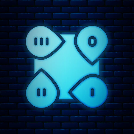 Glowing neon Business presentation infographic element icon isolated on brick wall background. Vectorのイラスト素材