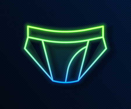 Glowing neon line Men underpants icon isolated on blue background. Man underwear. Vectorのイラスト素材