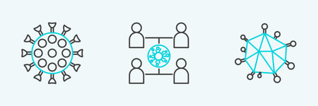 Set line Virus, and spread icon. Vector