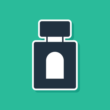 Blue Aftershave icon isolated on green background. Cologne spray icon. Male perfume bottle. Vectorのイラスト素材