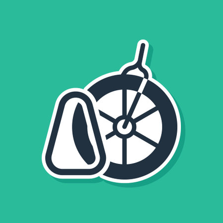 Blue Bicycle parking icon isolated on green background. Vectorのイラスト素材