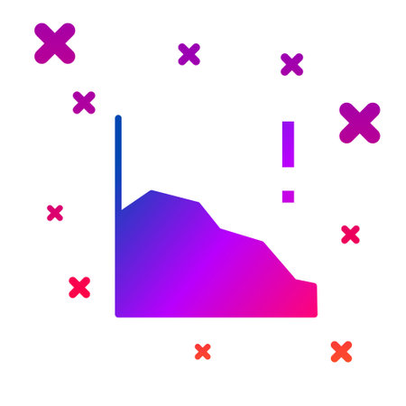 Color Financial growth decrease icon isolated on white background. Increasing revenue. Gradient random dynamic shapes. Vectorのイラスト素材
