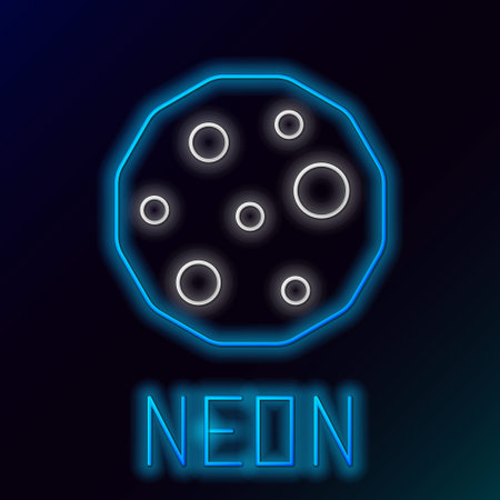 Glowing neon line Cookie or biscuit with chocolate icon isolated on black background. Colorful outline concept. Vectorのイラスト素材