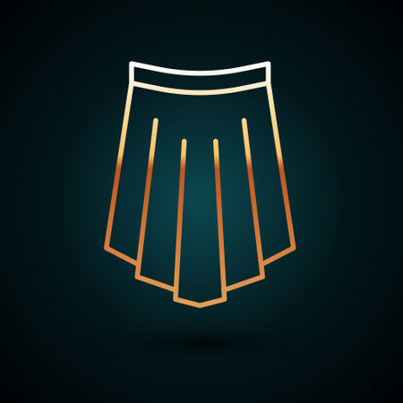 Gold line Skirt icon isolated on dark blue background. Vectorのイラスト素材