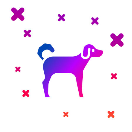 Color Dog icon isolated on white background. Gradient random dynamic shapes. Vectorのイラスト素材