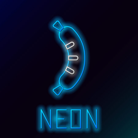 Glowing neon line Hotdog sandwich icon isolated on black background. Sausage icon. Street fast food menu. Colorful outline concept. Vectorのイラスト素材