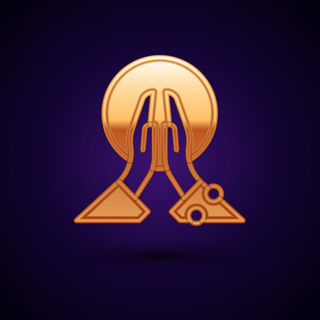 Gold Meditation icon isolated on black background. Vectorのイラスト素材