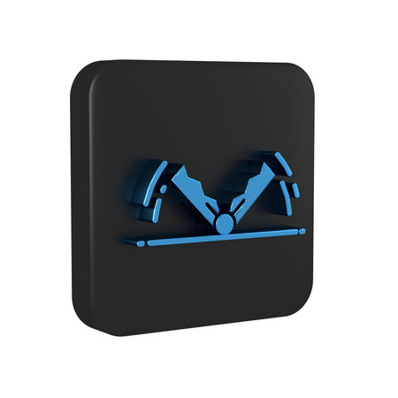 Blue Trap hunting icon isolated on transparent background. Black square button..