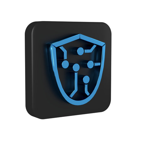 Blue Cyber security icon isolated on transparent background. Shield sign. Safety concept. Digital...