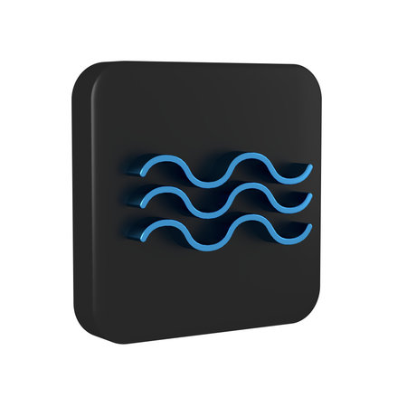Blue Waves icon isolated on transparent background. Black square button..