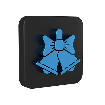Blue Merry Christmas ringing bell icon isolated on transparent background. Alarm symbol, service...