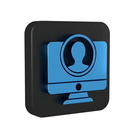 Blue Create account screen icon isolated on transparent background. Black square button..