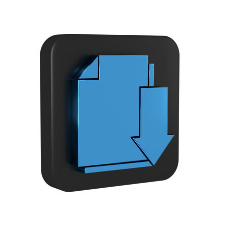 Blue Document with download icon isolated on transparent background. File document symbol. Black...