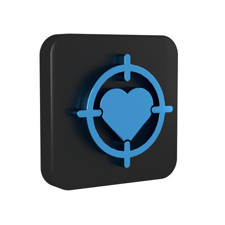 Blue Heart in the center of darts target aim icon isolated on transparent background. Valentines...