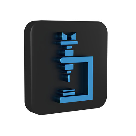 Blue Microscope icon isolated on transparent background. Chemistry, pharmaceutical instrument,...