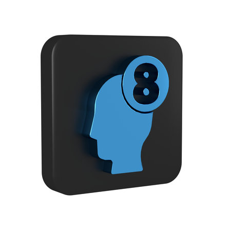 Blue 8 March in human head icon isolated on transparent background. International Happy Women's Day....