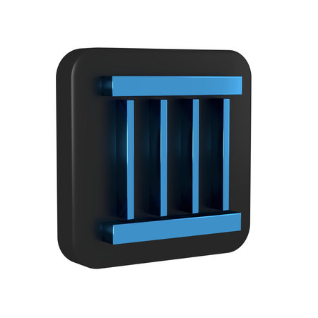 Blue Prison window icon isolated on transparent background. Black square button..