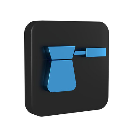 Blue Coffee turk icon isolated on transparent background. Black square button..の写真素材