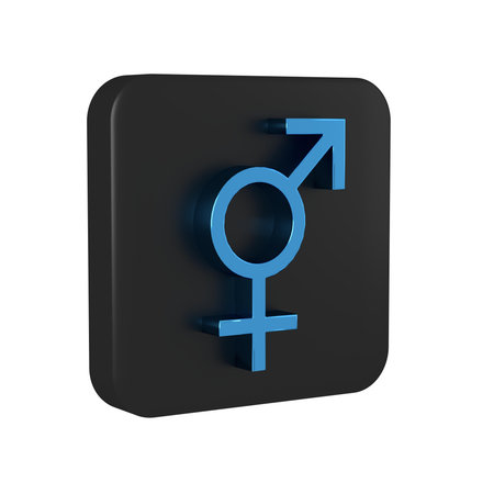 Blue Gender icon isolated on transparent background. Symbols of men and women. Sex symbol. Black...
