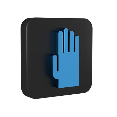 Blue Rubber gloves icon isolated on transparent background. Latex hand protection sign. Housework...