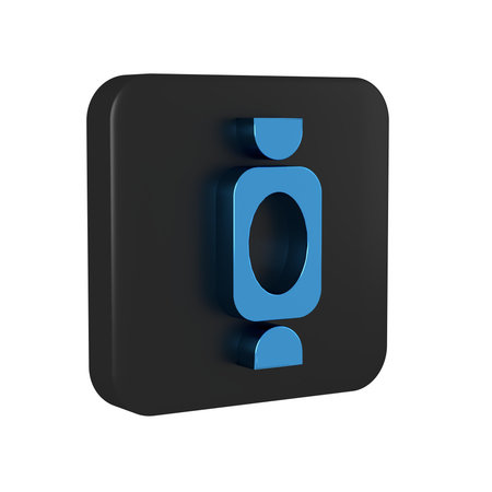 Blue Candy icon isolated on transparent background. Black square button..
