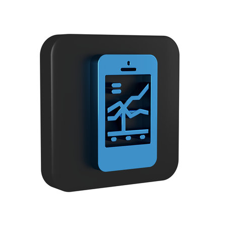 Blue Mobile stock trading concept icon isolated on transparent background. Online trading, stock...