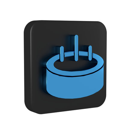Blue Swimming pool with ladder icon isolated on transparent background. Black square button. .