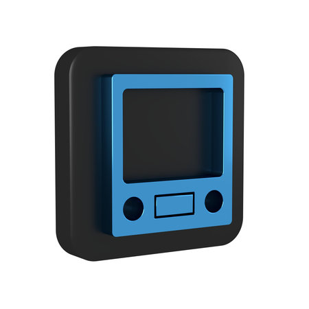 Blue Electronic scales icon isolated on transparent background. Weight measure equipment. Black...