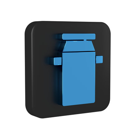 Blue Can container for milk icon isolated on transparent background. Black square button. .の写真素材