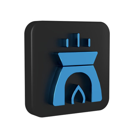 Blue Aroma candle icon isolated on transparent background. Black square button. .の写真素材