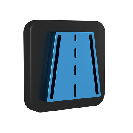 Blue Special bicycle ride on the bicycle lane icon isolated on transparent background. Black square...