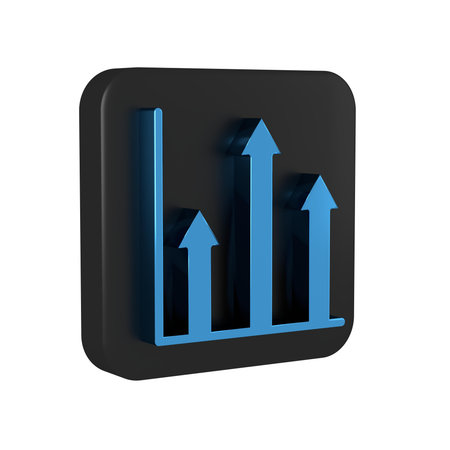 Blue Pie chart infographic icon isolated on transparent background. Diagram chart sign. Black square...