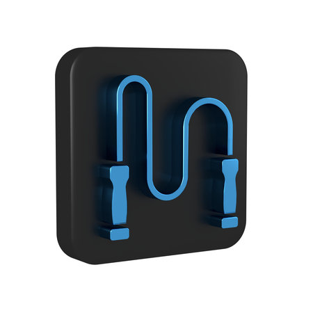 Blue Jump rope icon isolated on transparent background. Skipping rope. Sport equipment. Black square...