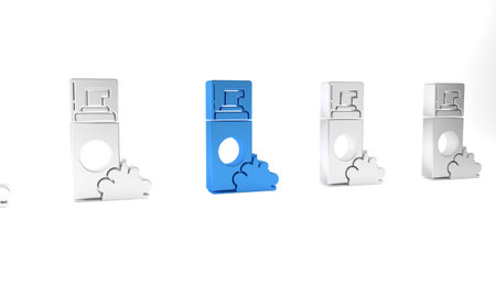 Blue Shaving gel foam icon isolated on white background. Shaving cream. Minimalism concept. 3D...