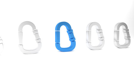 Blue Carabiner icon isolated on white background. Extreme sport. Sport equipment. Minimalism...